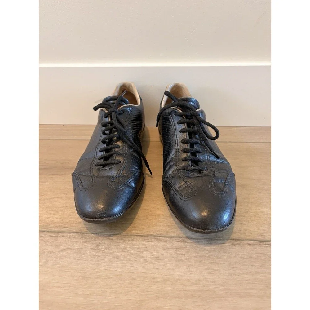 Santoni Club Men’s Black Leather Lace Up Shoes Sneakers  Size 9.5 D